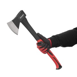 INTERTOOL 24-Inch Chopping Axe | Medium Size Felling Ax for Wood Splitting & Camping | Shock Absorbing Fiberglass Handle with Sheath | HT-0263