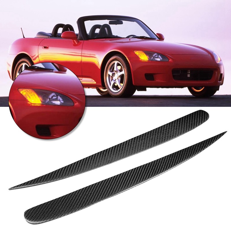2pcs Carbon Fiber Headlight Eyebrow Eyelid Cover Fit for Honda