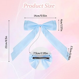 MOTIBACK 6PCS Hair Bows for Women, Bows for Hair Black Hair Ribbons for girls (Beige/White/Pink/Black/Blue/Purple)