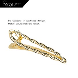 SXQLYH Pack of 3 Hair Clips, Hair Clips, Metal Clips, Hair Clip Girls, Ponytail Clips, Non-Slip Crocodile Hair Clips, Hair Accessories for Girls, Women (Gold-A)