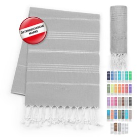 LeStoff Premium Hammam Towel - 100% Organic Cotton - Prewashed, Sustainable, Absorbent & Quick Drying - Beach, Bath, Shower, Yoga, Spa & Travel Towel (95 x 180 cm, Grey - Silver)