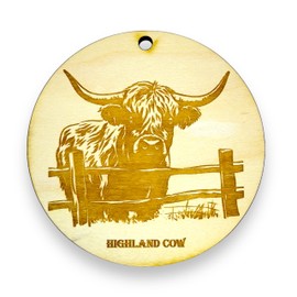 Ornament - Highland Cow Raw Wood