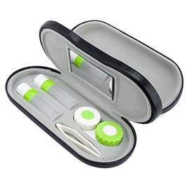 ULTNICE Travel Contact Lens Case Mini Box Container 2-in-1 Glasses Holder Black