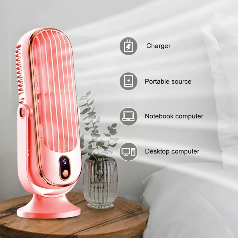 Table Fan Digital Display Bladeless 6.9 In DC Motor Cooling
