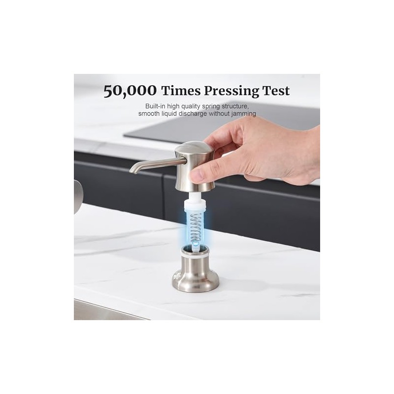 Soap Dispenser for Kitchen Sink Brushed Nickel, Built-in and Refill-from-Top