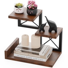 Abiglifty Desk Shelf Organizer, Wooden Desktop Organizers, 3 Tier Desk Hutch Small Bookshelf, Nightstand Organizer, Riser Display Stand for Office, Dorm, Home (Brown)