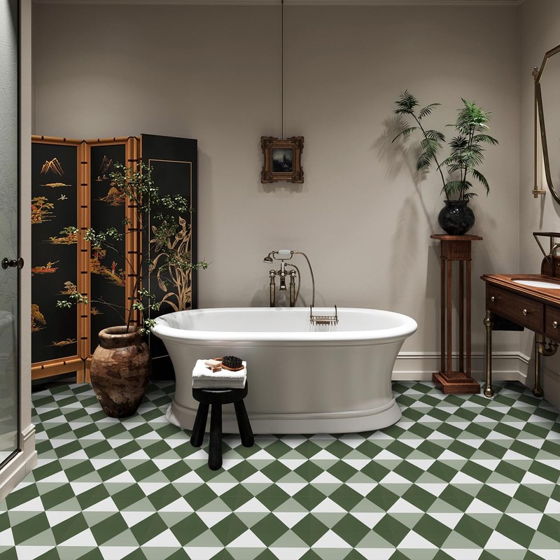 Alow Peel and Stick Floor Tile,Green Self-Adhsive Peel and Stick
