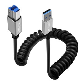 HuaLiSiJi USB 3.0 Druckerkabel Hochgeschwindigkeit 5Gbps USB A auf USB B Spiralkabel für Scanner, Externen Festplatten, Multifunktionsdruckern usw (Typ A, 0.3-0.8m