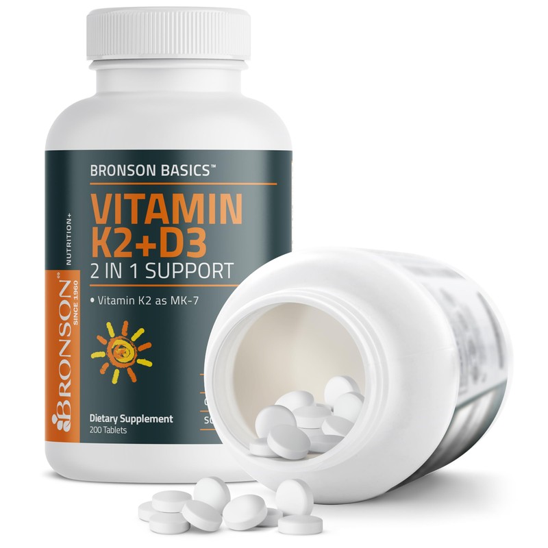 Bronson Vitamin K2 D3 (MK7) Supplement Non-GMO Formula Vitamin D3