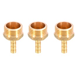 TopHomer 3 Pieces Brass Barb Hose Fitting Coupling Connector 6 mm to 1/2 Inch Male Thread BSP Thread Pipe Nipple Fitting Pipe Adapter