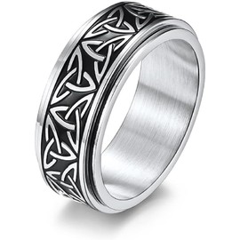 Anxiety ring Knot Spinner Ring for Men Women fidget ring Stress Relieving Tool for Anxiety (Silvery, 6)