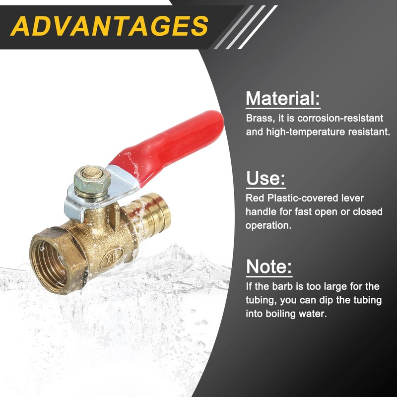 uxcell 4Pcs Brass Water Mini Ball Valve Shut Off Switch,