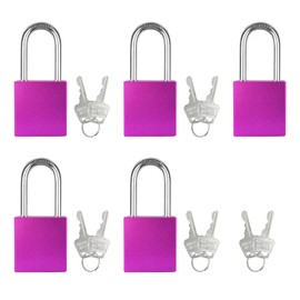 BULANGDI 5PCS Outdoor Padlock Aluminum Set Weatherproof Heavy Duty Lock for Storage Electrical Lockout Kit(Purple)