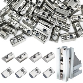 XTUDOU® Pack of 60 T-Slot Nuts with Ball, M6/M8 Slot Nuts 40 Series T-Slot Nut with Spring Groove 8 for Aluminium Profile Extrusion Slot