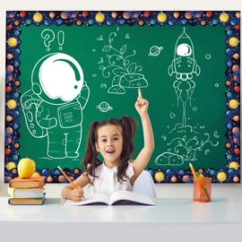Outer Space Borders, 67.2Ft Space Bulletin Board Border Solar System Night Sky Galaxy Scalloped Borders for Back to School Classroom Bulletin Boards Chalkboard Whiteboard Wall Decor