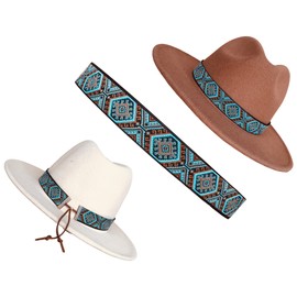 Turquoise, Brown and Black Western Style Hat Band, Cowboy Hatband, Adjustable Fedora Hat Belt, Women or Men Hat Bands