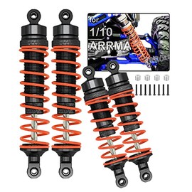 RC Shocks Upgrade Parts for 1/10 Arrma Senton 4X4 Granite 4X4 Vorteks 4X4 Arrma Bigrock 4X4 Typhon 4X4 RC Truck,4PCS Full Aluminum Front Rear Big Bore Hops Up by ARRCat,Replace AR330550 AR330551,Black