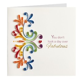 NIQUEA.D Happy Birthday Card, Day over Fabulous Quilled (NB-0055), (6" x 6") Square