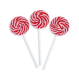 Red Swirl Lollipop Sucker, Bulk Set of 48 Individually Wrapped Pops for Candy Buffets, Graduation Parties, Anniversaries & Weddings