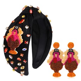 YAHPERN - Diadema de Acción de Gracias para mujer, diadema anudada con nudos, diadema ancha para Acción de Gracias, accesorios para el cabello