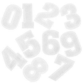 Gadpiparty 3 Sets Decorative Number Embroidered Patches of DIY Appliques for Clothing Hats Bags White Arabic Numbers for Creative Repair and Personalization