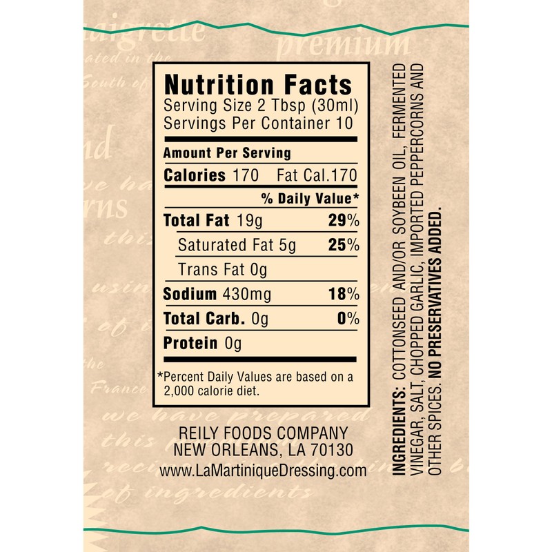 La Martinique True French Vinaigrette Dressing 10 Ounce Bottle (Pack