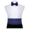 Men's Solid Blue Satin Cummerbund & Self Bowtie & Pocket