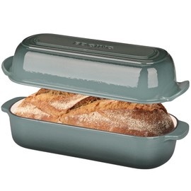 EDGING CASTING Enameled Cast Iron Loaf Pan with Lid, Bread pan, Dutch Oven Bread pan for Homemade Sourdough Bread Baking, 12.5x5.5 inch, 5qt, Slateblue