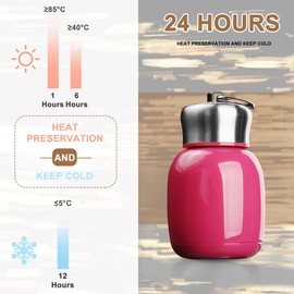 Mini 7 oz Stainless Steel Water Bottle, Small Vacuum Insulated Water Bottle Leak Proof Sport Tumbler Cup Hot and Cold Water Bottle for Women Girls Kids Gift Milk Tea Lunch (Rose)