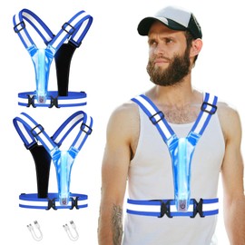 AXsinr LED Reflective Vest Running Gear, Light Up Vest for Night, High Visibility Running Vest for Biking Cycling Walking, USB Rechargeable Adjustable Safety Gear for Men Women Kids, Blue