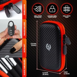 Epulse Holder Case Smell Proof with 4 King Size Metal Tubes, Odor Proof Pouch with Pre Roll Tube, Smell Proof Container with Lock, Child-Proof Double Zipper (4 Tubes - King Size)