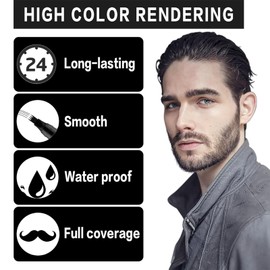 Beard Dye for Men – Waterproof Formula with 4-Prong Tip – Helps Fill & Shape for a Natural Look Multi-Use Beard Pen Filler (black)