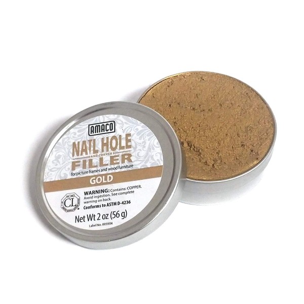 Amaco Nail Hole and Corner Filler for Wood, 2 Oz Tin, Gold