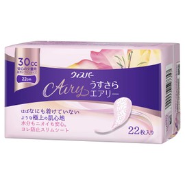 Whisper Thin Airy, 1.0 fl oz (30 cc), 8.7 inches (22 cm), 22 Pieces (Women's Absorbent Care, Urine Leak Pad) (For Small Doses)