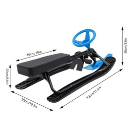 Snow Racer Sled with Steering Wheel Ski Sled Snowboard Winter Sport Ski Sled Slider Board for Downhill and Uphill for Adults Kids Teens 220.05 lbs load bearing capacity (Blue)