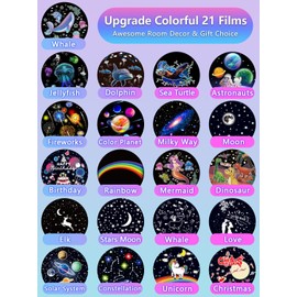Night Light for Kids + 21 Sets of Films, Projector Night Light for Kids Bedroom, Ceiling, Star Galaxy Projector with 360° Rotation for Baby Girls Boys, Birthday, Christmas, Baby Nursery, Room Decor