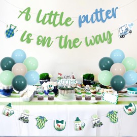 Wonmelody Golf Baby Shower Decorations with A Little Putter is On the Way Banner Ball Cart Garlands Golf-Partee Cupcake Toppers Tee Time or Tea Party Sports Theme Gender Reveal Supplies for Boy