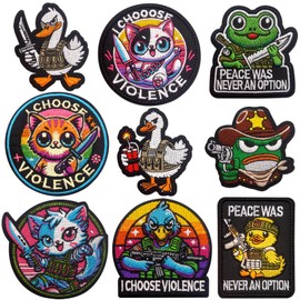Anwlki Pack of 9 Patches Velcro Patch, Funny Cute Embroidered Patches Tactical Morale Velcro Patches for Backpacks, Bags, Vests, Military Uniforms, Jackets, Jeans, Hats