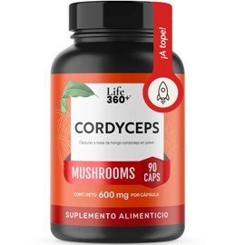 LIFE 360 Cordyceps  Extracto Puro de Hongo Cordyceps 1200mg, 90 Cpsulas  Suplemento Alimenticio a Base de Cordycep militaris en polvo                 