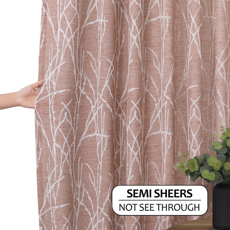 Boho Terracotta Curtains 84 Inch Length for Living Room Darkening