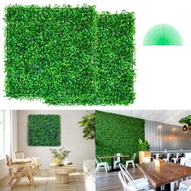 Happybuy 12PCS 10"x10" Artificial Boxwood Panels, UV-Protected Hedge Wall Mat for Outdoor and Indoor Use, Perfect for Garden Fences and Backyards
