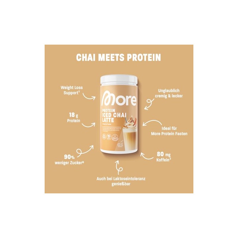MORE Protein Iced Chai Latte, 650 g, with Valuable Proteins,