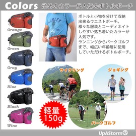 UpAStorm Bottle Pouch, Waist Bag, W Zipper, Running, Walking, Jogging, Black