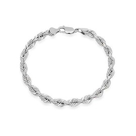 Verona Jewelers Mens Italian 925 Sterling Silver Damond Cut Rope Chain Necklace, 5MM, 6MM, 7.5MM,8.5MM- Mens Rope Chain, Sterling Silver Rope Chain Necklace For Men, Mens Rope Chain Bracelet