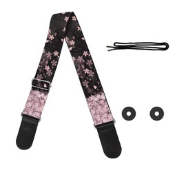 GLENLCWE Colorful Sea Turtle Guitar Strap for Acoustic Guitar Electric Guitar and Bass Guitar, Pink Cherry Blossom, 2.1" Wide 33.1-56.3" Length