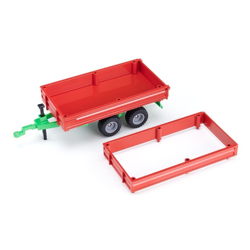 Siku 2881 Tandem Axle Trailer, 1:32, Metal/Plastic, Red/Green, Toy for