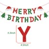 Merry Birthday Banner Red &Green Glitter Christmas Xmas Tree Garland