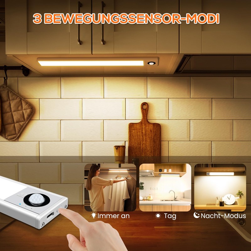 ALUSSO Under Cabinet Lights 3000K/4000K/6500K, 30cm Stepless Dimming Brightness Motion