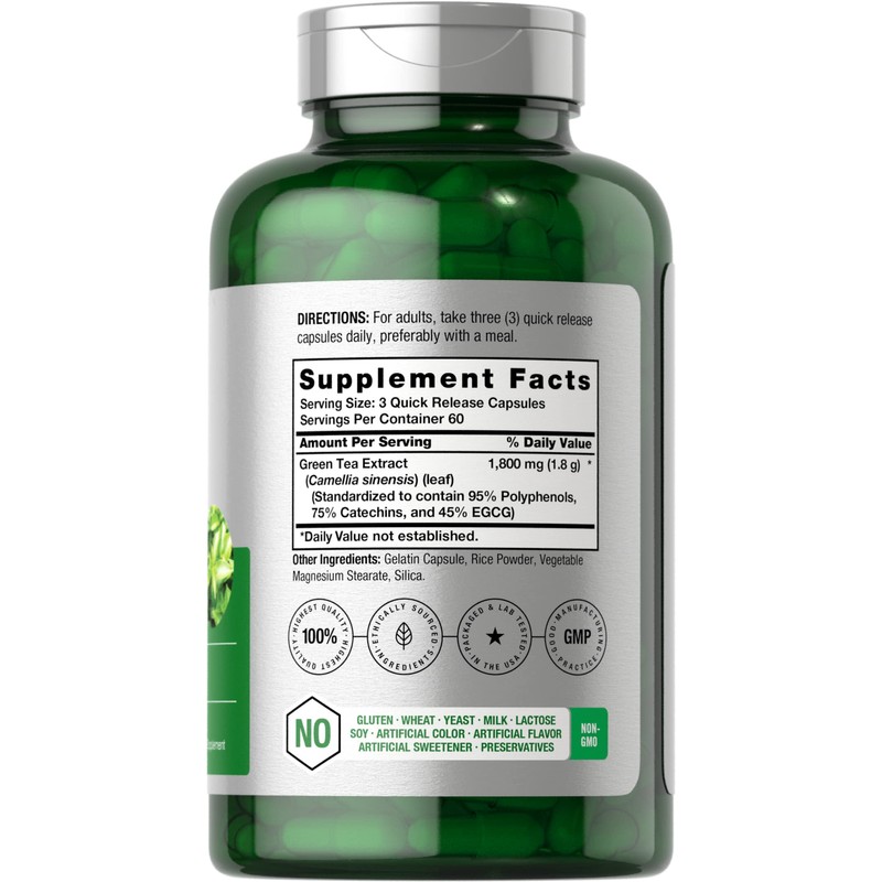 Horbäach EGCG Green Tea Extract Pills | 180 Capsules |