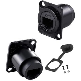 PENGLIN 2pcs D-Type RJ45 CAT6 Coupler, CAT6 RJ45 Panel Socket, CAT6/CAT5E/CAT5 Female to Female Ethernet LAN Network Bulkhead Through Socket